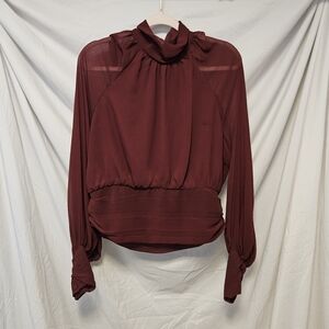 Dynamite Burgundy High-Neck Blouse